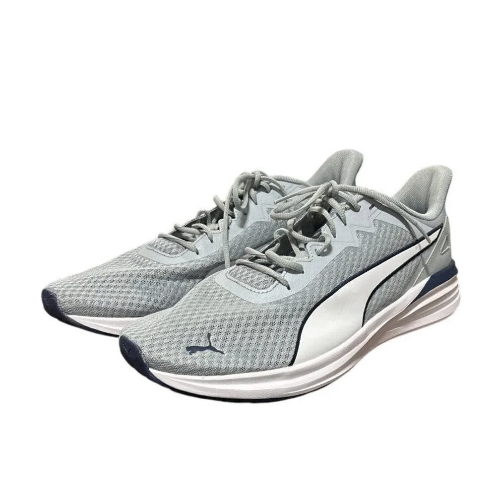 New PUMA Mens Size 13 Gray Mesh Navy Accent Lace Up Athletic Tennis Shoes